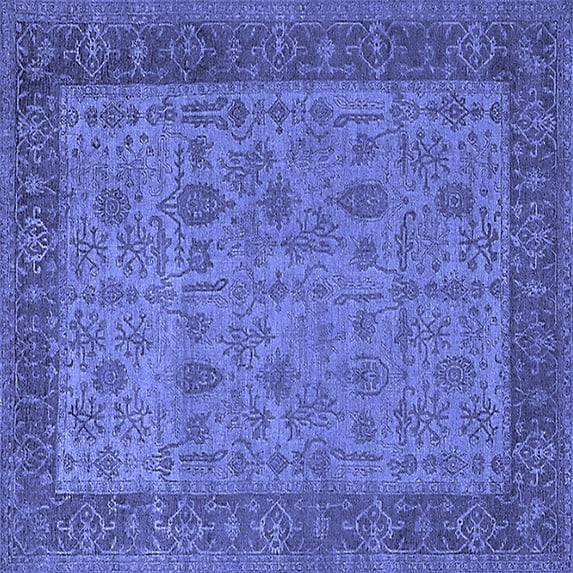Ahgly Company Indoor Square Oriental Blue Industrial Area Rugs, 5' Square