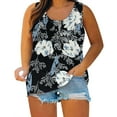 thumbnail image 2 of LEBONYARD Summer Sleeveless Tops for Women Trendy Loose Fit,Plus Size Tunic Tops for Women Sexy Round-Neck Blouse Printing Lace Casual Loose Summer Sleeveless Tank Black XXXXL, 2 of 6