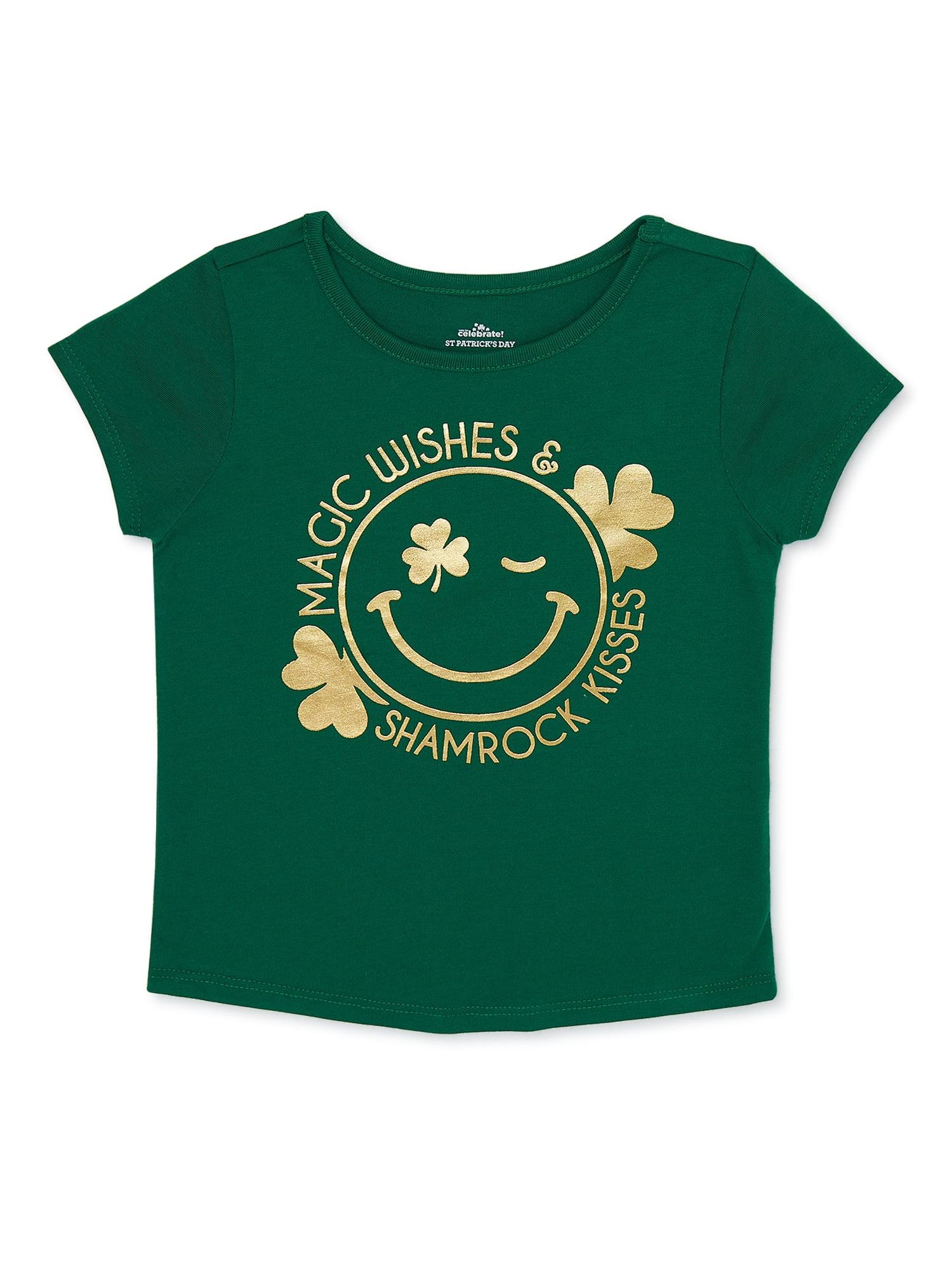 WAY TO CELEBRATE! St. Patrick's Day Baby and Toddler Girls Short Sleeve Graphic T-Shirt, Sizes 12 Months-5T