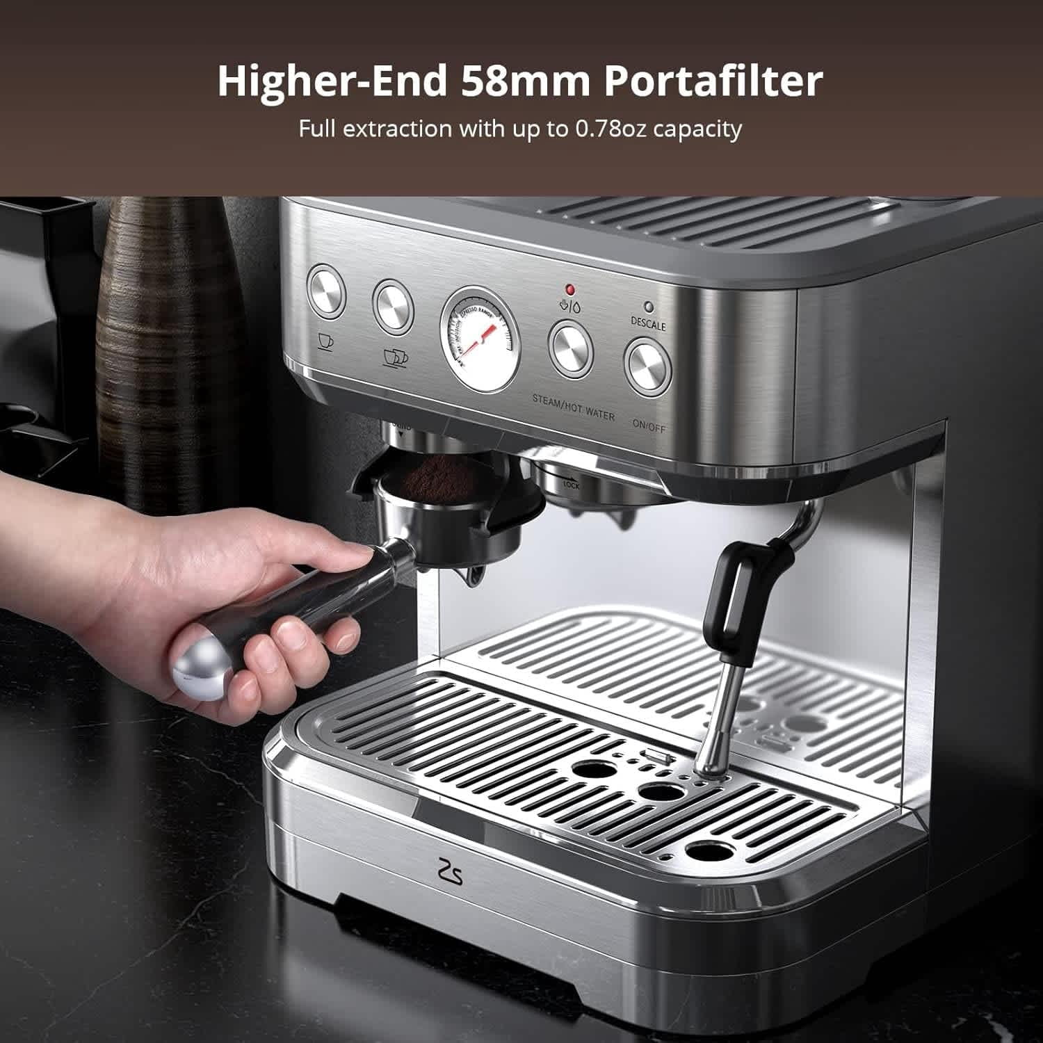 EastVita Semi-automatic espresso machine 20 bar with grinder stainless steel with automatic milk frother