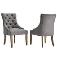 thumbnail image 3 of Weston Home Chelsea Lane Gray Linen Tufted Dining Chair Set of 2 with Curved Back, 3 of 8