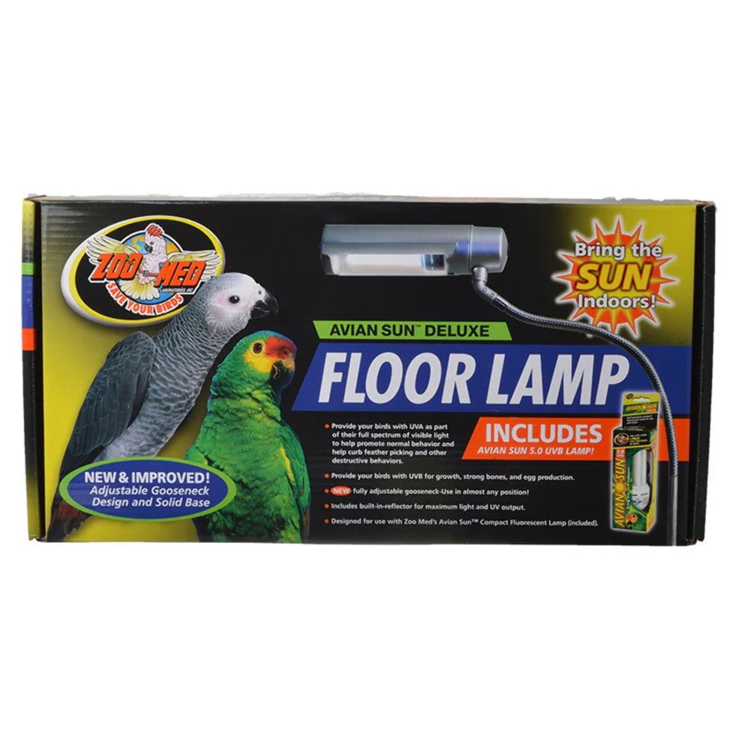 Zoo Med Avian Sun Floor Lamp with Avian Sun 5.0 UVB Lamp