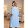 thumbnail image 2 of Homlouue Nightgowns for Women Plus Size,V-Neck Short Sleeve Sleepwear with Pockets,Soft Loose Fit House Dress Loungewear(2XL,Blue), 2 of 8