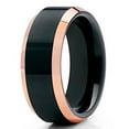 thumbnail image 2 of Silly Kings 8mm Rose Gold Tungsten Carbide Wedding Band Polished Black Finish Beveled Edges Unisex Ring 9, 2 of 4