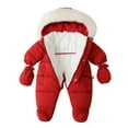 thumbnail image 3 of GYRATEDREAM Baby Winter Warm Puffer Solid Zipper Romper Hooded Snowsuit with Mittens 3-18 Months, 3 of 17