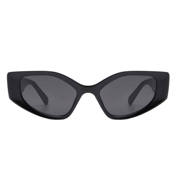 Black Narrow Frame Square Sunglasses - Dark Lens UV Protection Classic Daily Eyewear