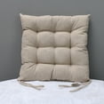thumbnail image 1 of Xiao Hua Cojín cuadrado para silla con lazos, de lino y algodón, de color liso, cómodo y transpirable, ideal para cocina, oficina, coche (beige, 45,7 x 45,7 cm), 1 of 5