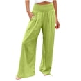thumbnail image 2 of asjyhkr Linen Pants Women High Waist Wide Leg Jogger Casual Loose Hiking Gym Workout Solid Color Lounge Pants with Pockets, 2 of 9