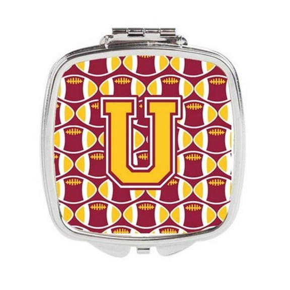 Carolines Treasures Letter U Football Maroon & Gold Compact Mirror