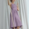 thumbnail image 6 of Sleeveless Women's Formal Midi Dress Cotton Linen Halter Criss Cross Back Dress with Bow Perfect for Cocktail Parties and Casual Outings, 6 of 7