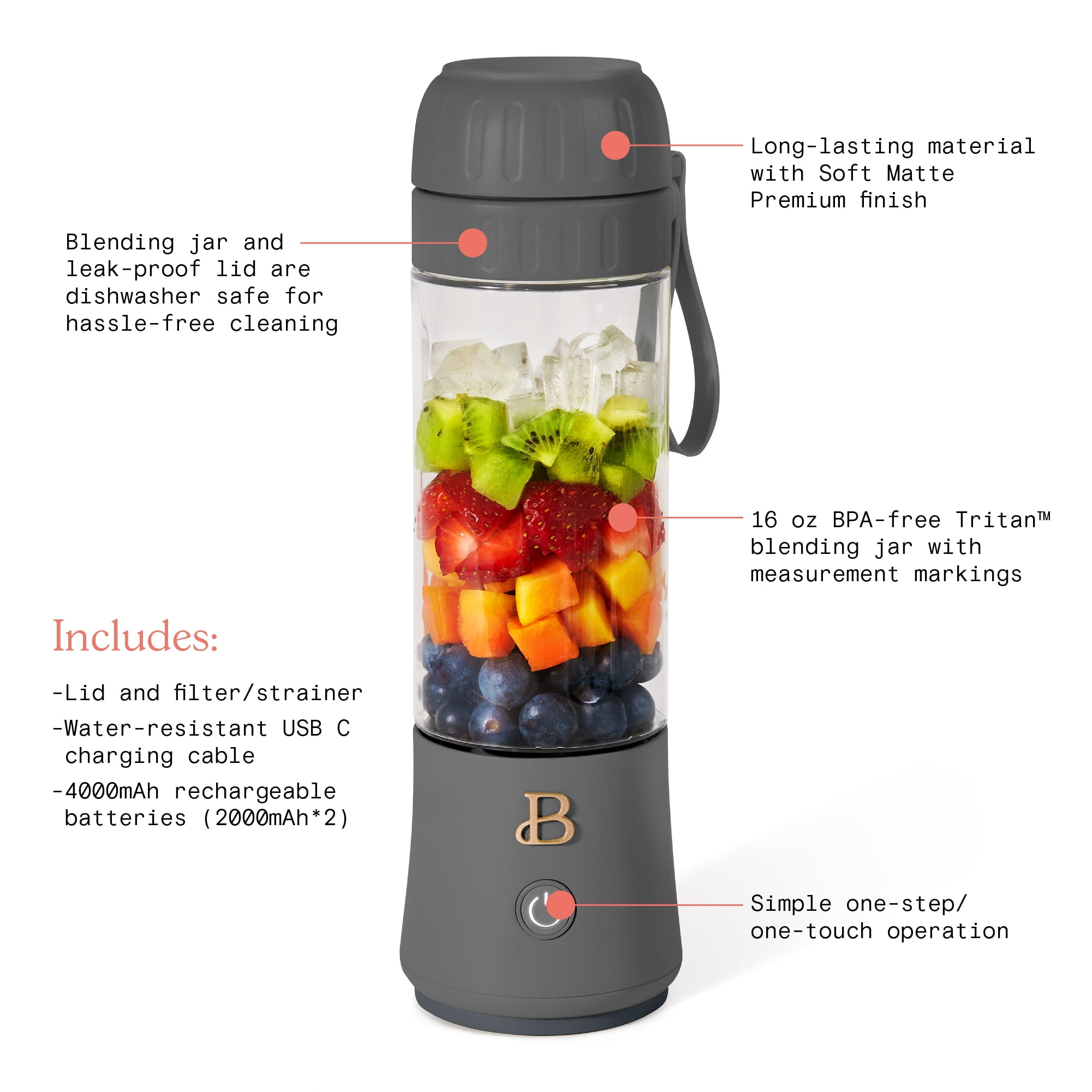 Portable blender with a unique mason jar-inspired design will