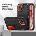 thumbnail image 6 of Case for iPhone 15 Plus/14 Plus, Heavy Duty Durable Military Grade Shockproof Protective Non-slip Kickstand Soft Silicone Hard PC 2 In 1 Hybrid Cover Case for iPhone 15 Plus/14 Plus, Black+Orange, 6 of 9