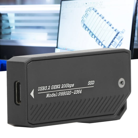 M.2 To Type C NVMe Solid State Drive Enclosure, Aluminum Alloy M.2 To Type C NVMe SSD Enclosure Reader Snap on Design Plug and Play 20Gbps for 2242 for 2280