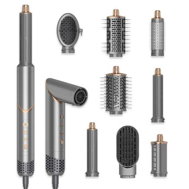 Set de cepillos secadores de pelo 8 en 1, rizadores de aire, cepillos secadores de aire caliente plegables con iones negativos, herramienta para rizar, alisar, dar volumen y dar estilo.
