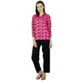 thumbnail image 7 of Bimba Womens PJ custom Night Wear Pyjamas Sets Ladies Cat Print Pink & Black, 7 of 7