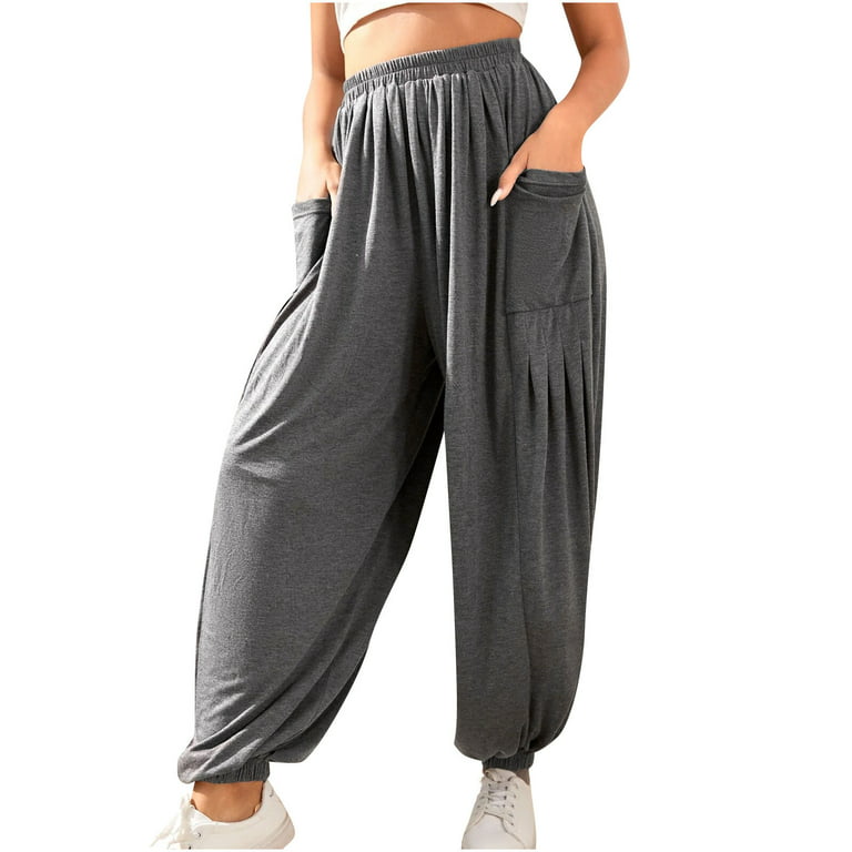 UEU Women's Harem Casual Loose Pants Yoga Sweatpants Flowy Medium, Dark  Gray