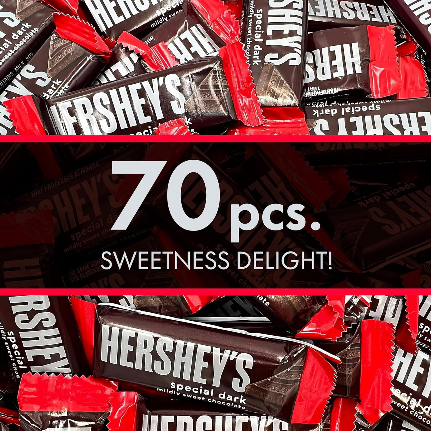Hershey’s Special Dark Mildly Sweet Chocolate Candy Bars, Bulk 2 lb, Approx 70 Count, Wrapped