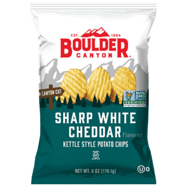 Boulder Canyon Kettle Style Potato Chips Sharp White Cheddar 6 oz Pack of 3