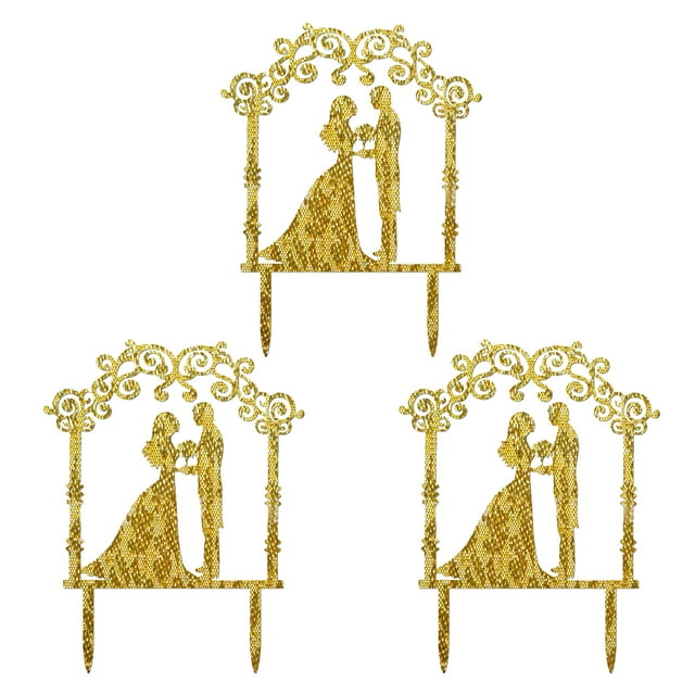 3PCS Wedding Cake Topper Acrylic Couples Proposal Cake Pick Cake Decoration