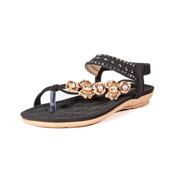 Bibifish Womens Flat Sandals Bohemian Thong Elastic Slingback Flat Sandals Ladies Summer Everyday Casual Street Wear Flat Sandals