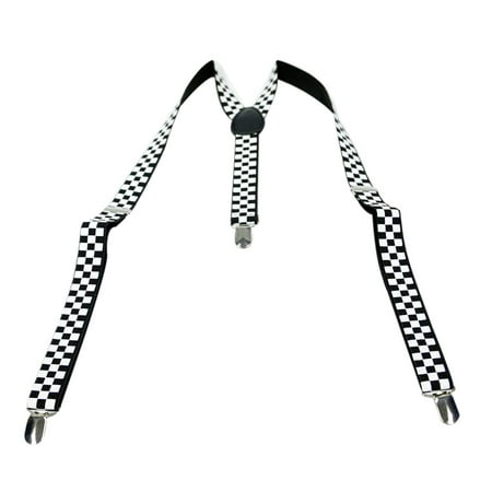 Black and White Checkered Suspenders
