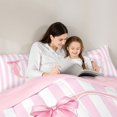 thumbnail image 5 of Manfei Pink Alphabet Print C 7pcs Queen Bedding,Minimalist Geometric Striped Bedding Comforter Set Queen,Pink Reversible, 5 of 7
