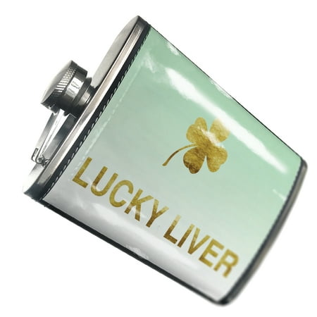 

NEONBLOND Flask Lucky Liver St. Patrick s Day Golden Four Leaf Clover