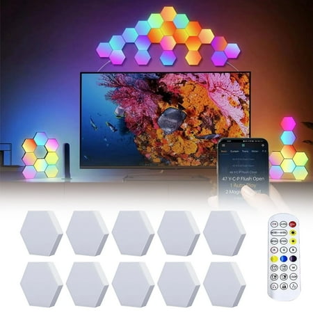

GZQJFMY Night Lights 6/8/10Pc Pickup Lamp Voice Controlled Music Lamp Rgb Color Changing Electric Atmosphere Lamp Intelligent Lamp Honeycomb Lamp