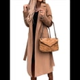 thumbnail image 3 of Abrigo Informal de Mezcla de Lana con Solapa con Muescas, Mangas Largas, Ajustado, Medio, para Mujer, Otoño-Invierno, con Cinturón. Caqui L, 3 of 8