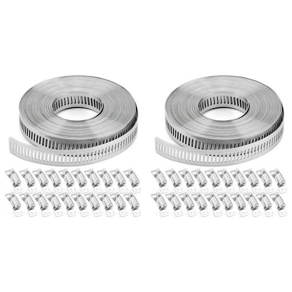 Hose Clamps 20FT Metal Strap 20 Fasteners DIY Cut-to-Fit Band Clamps