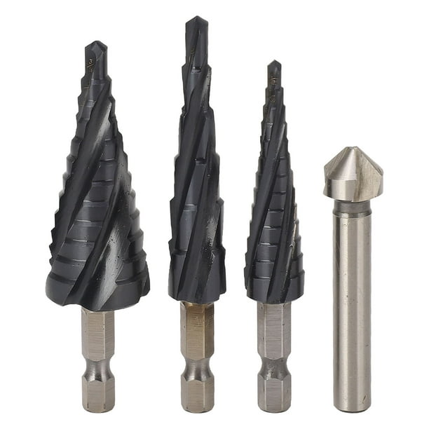 Broca Escalonada Para Metal, 4 Flautas, Vástago De 1/4 De Pulgada, Juego De Brocas Escalonadas De Cobalto M35, Brocas De Cobalto Resistentes Para Acero Inoxidable, Metal Duro, Madera Y Plástico
