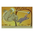 thumbnail image 2 of Animal Cutting Board, and Hippo Playing Football Cartoon Print Animal Design, Decorative Tempered Glass Cutting and Serving Board, Small Size, Orange Umber Purple, by Ambesonne, 2 of 5