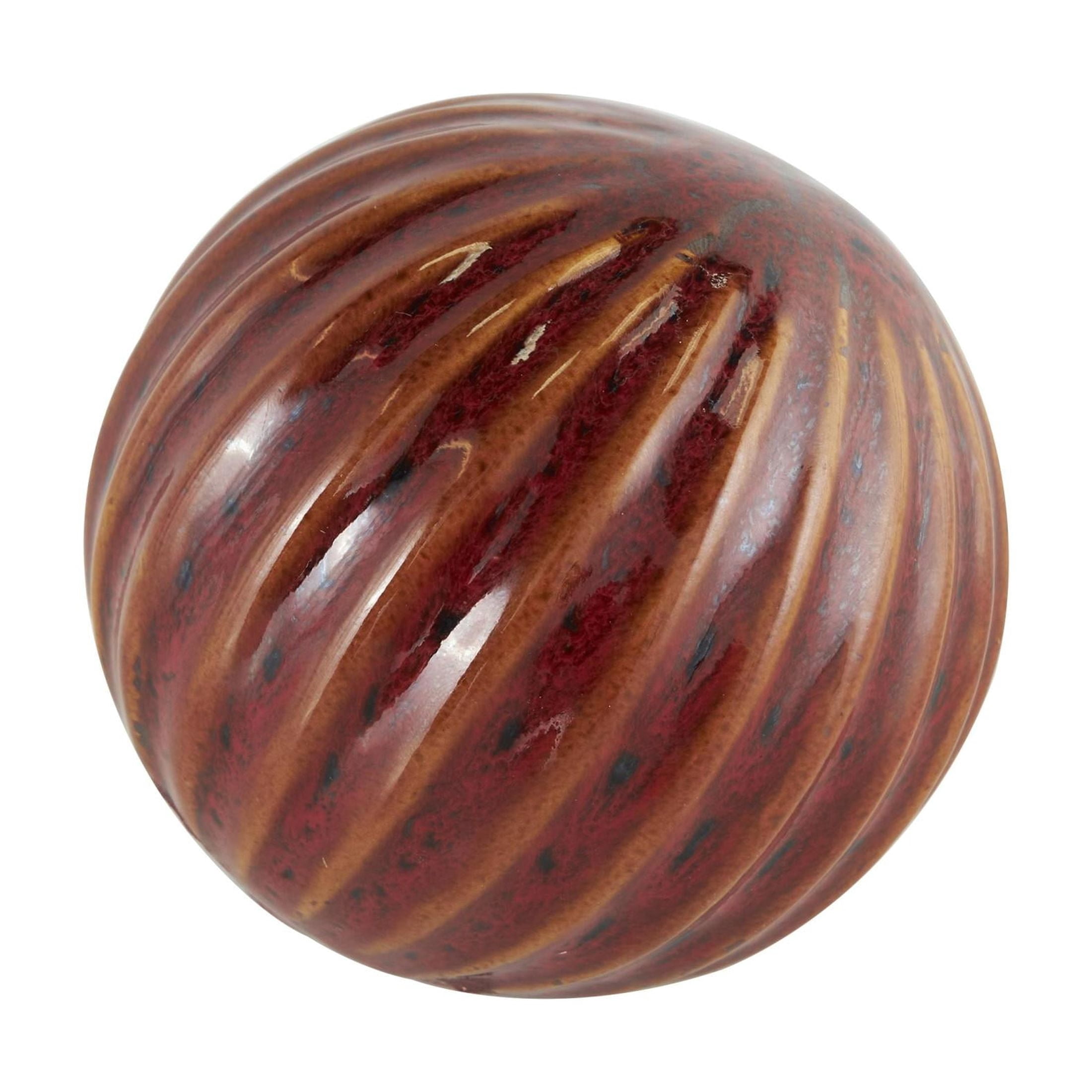 DecMode Multi Colored 4" Spotted Ceramic Orbs & Vase Filler with Grooves (4 Count)