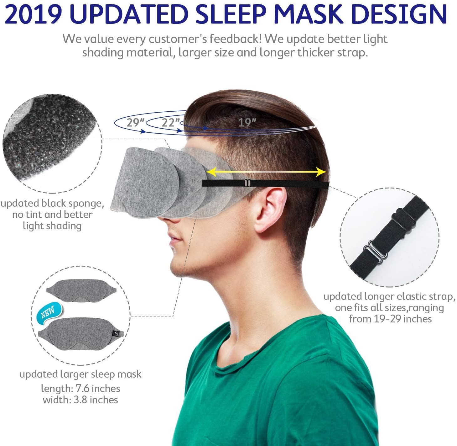 Mavogel Cotton Sleep Eye Mask, Soft and Comfortable  for Travel/Sleeping/Shift Work, Grey - image 5 of 6