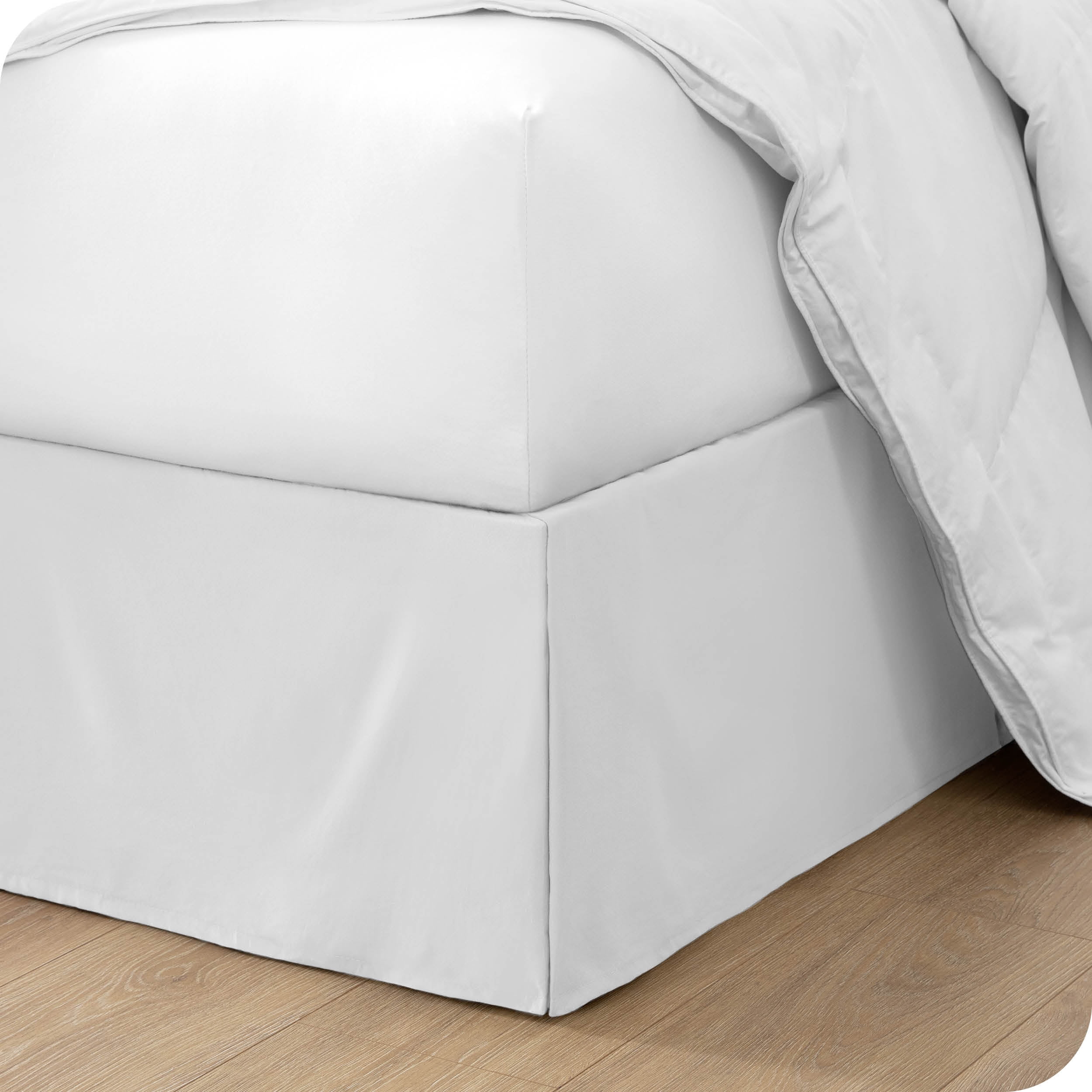Luxurious Look Box Pleated Bed Skirt Tailored Microfiber White Drop 6-30" 