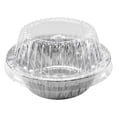 thumbnail image 1 of Molde desechable de aluminio extra profundo para pastel de carne de 5 3/4" con tapa transparente a presión - Moldes redondos aptos para horno (paquete de 25), 1 of 4