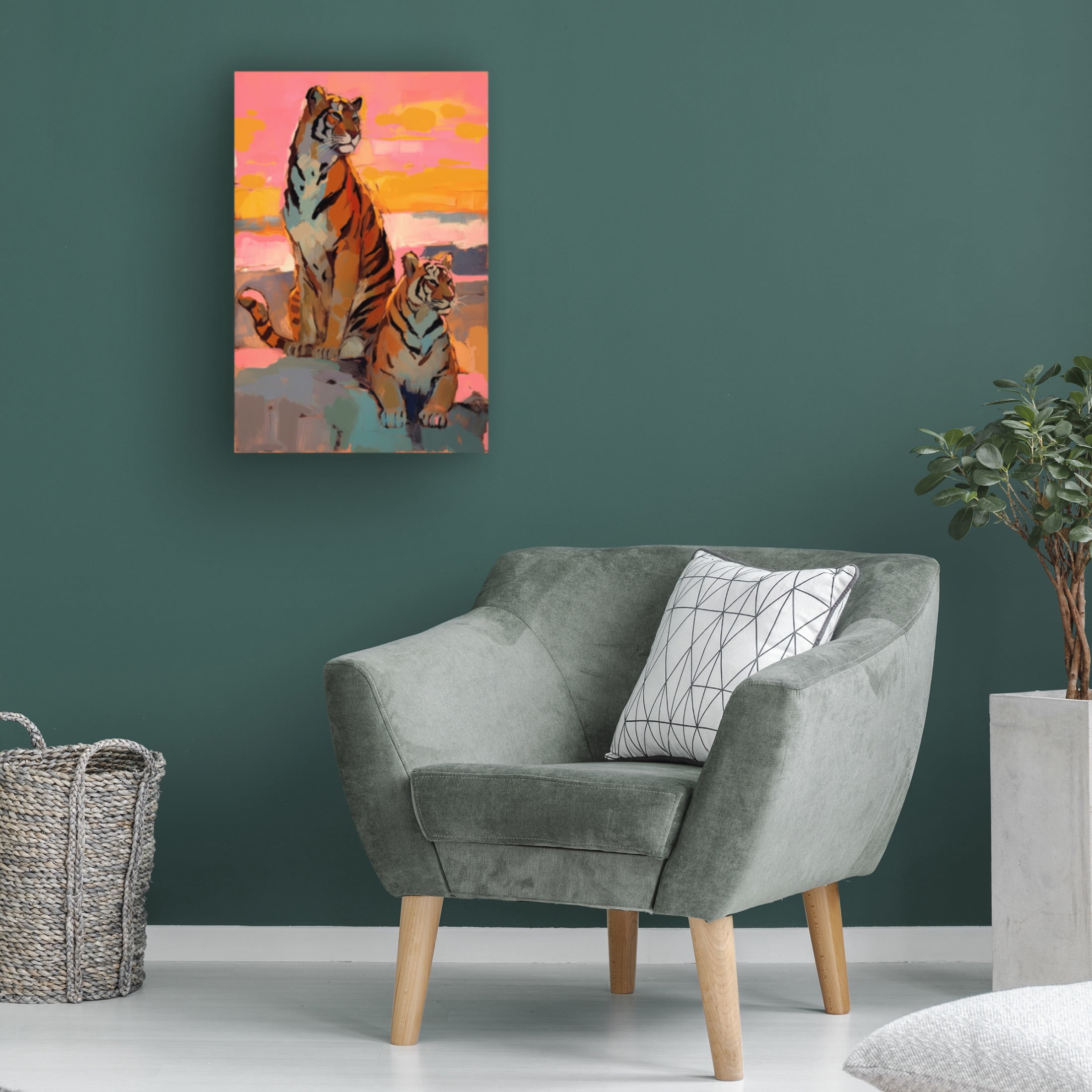 Trademark Fine Art Treechild Tigers At Sunset Canvas Wall Art