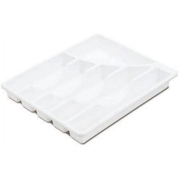 Sterilite 15758006 14" x 11.88" x 1.88" White 6 Compartment Cutlery Tray