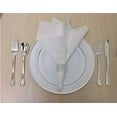 thumbnail image 6 of 360 Piece Disposable Plastic Wedding Tableware Dinnerware Set. Silver Rimmed Dinner and Dessert Plates, Silver Cutlery Set, Silver Rimmed Tumblers, Linen Feel Napkins With Rhinestone Napkin Rings., 6 of 9