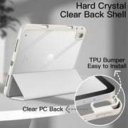 JETech Case for iPad (A16) 11th/10th Generation (2025/2022) with Pencil Holder, Clear Transparent Back Shell Slim Stand Shockproof Tablet Cover, Auto Wake/Sleep (White)