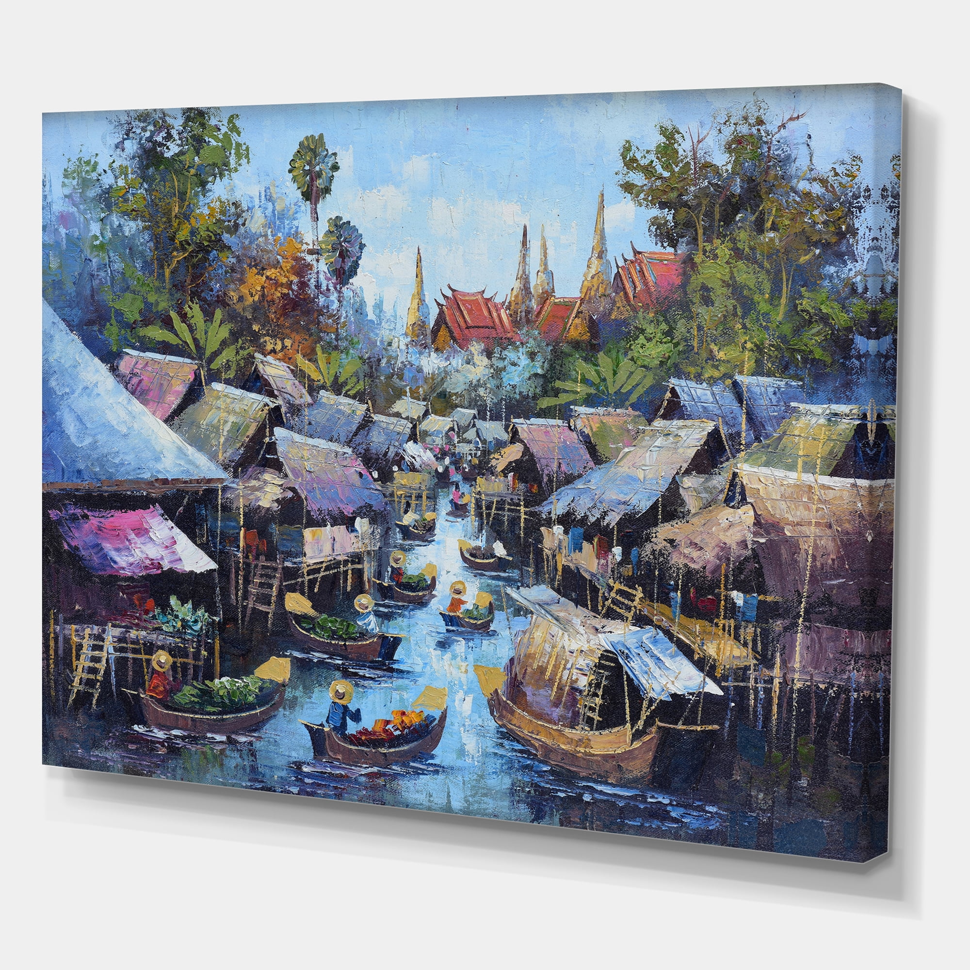 Designart ' Ancient Waterside Life I ' Traditional Canvas Wall Art Print