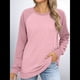 thumbnail image 5 of Sudadera Ligera de Larga con Cuello Redondo y Diseño Raglán con Bloques de Color para Mujer Rosa M, 5 of 10