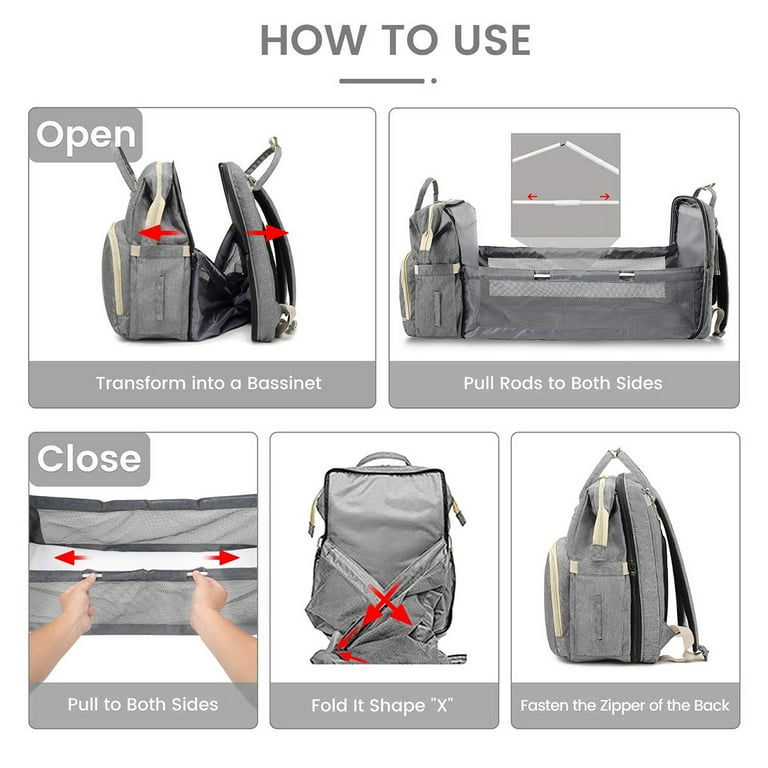 Travel Diaper Bag Backpack Foldable Baby Bed, Crib Diaper Backpack,  Multifunctional Waterproof Portable Baby Bag, Large Capacity Baby Changing  Bag, Portable Bassinet for Baby Newborns Bed 