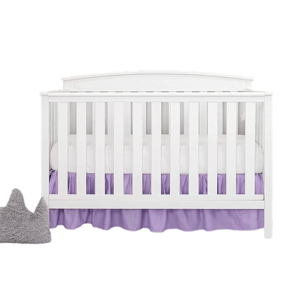 FURMORA Crib Skirt Monochrome Design Bed Skirt Dust Defense Dust Ruffle Purple