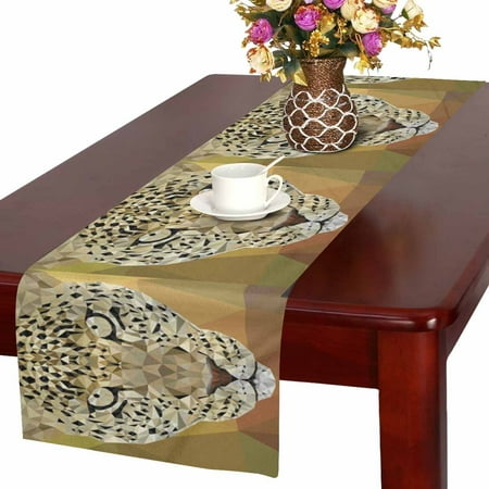 

MKHERT Cheetah in Geometric Triangle Mosaic Pattern Table Runner for Office Kitchen Dining Wedding Party Banquet 16x72 Inch