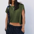 thumbnail image 5 of Lcziwo Open Back Top for Women Oversized Backless Short Sleeve Shirts Athletic Workout Running Y2K Crop Tees Army Green,XL, 5 of 7