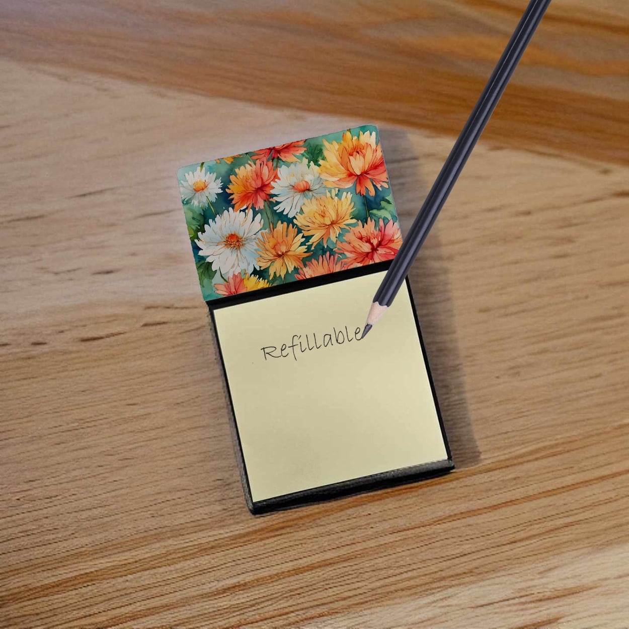 Chrysanthemums in Watercolor Sticky Note Holder 3.25 in x 5.25 in