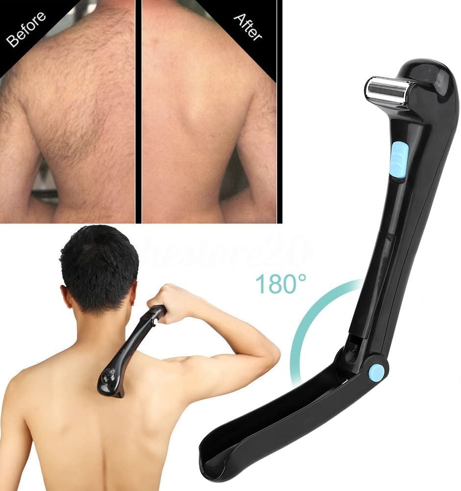 Back Hair Shaver, Electric Hair Trimmer Body Hair Removal Tool  Do-it-Yourself 180 Degrees Foldable & Cordless Design for Men Women  Pain-Free Shave Wet or Dry 