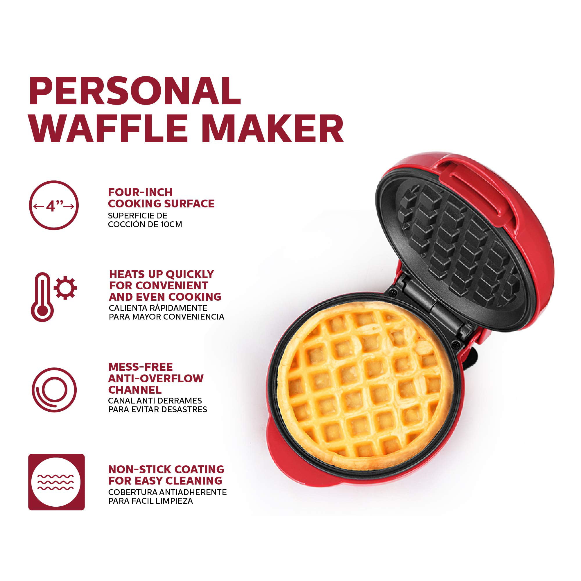Holstein Housewares Personal/Mini Waffle Maker, Non-Stick