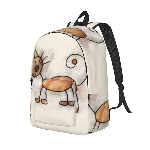 Easygdp Brown Cat Cartoon Mochila de Lona Resistente para Laptop, Compatible con Laptops de 15 a 17 pulgadas, Ideal para Escuela, Trabajo y Viajes-Small